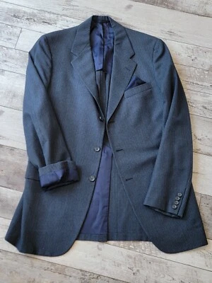 42L Men's Vintage Hickey Freeman Blazer Gray Striped Wool Retro Sport Coat - Изображение 1 из 4