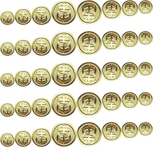 Antique Gold Brass Suit Buttons – Set of 4 Sizes, Vintage Jacket DIY Kit - Picture 1 of 5