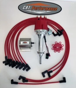 MOPAR 1959-72 383 400 RED small cap HEI Distributor + 60K Coil + USA Plug Wires - Picture 1 of 5