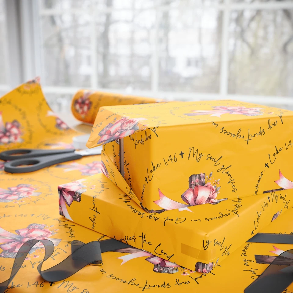 Versículo da Bíblia embrulho para presente papel de embrulho de aniversário cristianismo, espírito santo, crer - Imagem 1 de 1