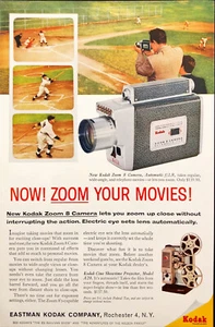 1960 Kodak Zoom 8 Kamera Vintage Print Werbung Baseball Spiel Film - Bild 1 von 1