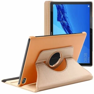Coque Huawei MediaPad M5 Lite 10.1 Housse Etui Rotatif 360 PU Cuir, Or / Doré - Photo 1 sur 4