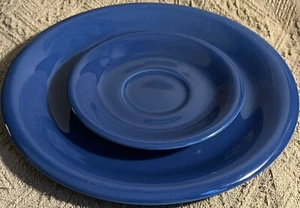 Paar massive königsblau 10,5" Abendessen und 6,25" Zoll Snack Salat Dessert Teller Set - Bild 1 von 7