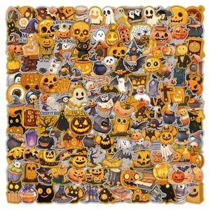 200 Stück Halloween Sticker Pack - Kürbis, Geist, Hexe, Spinne, Spukhaus DIY - Bild 1 von 12