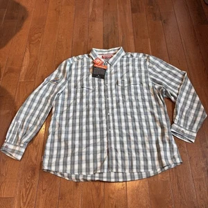 NWT Mens Simms Big Sky Button Shirt Gray White Storm Plaid "Fiddlin' Fish" 3XL - Picture 1 of 17
