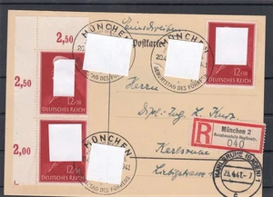 Dt. Reich, Portogenaue R.-Fernpostkarte m. MeF 3x Mi.-Nr. 772, SST München 1941 - Bild 1 von 2