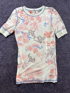 BKE Top Damen Medium Floral T-Shirt Grün Orange Blumen Kurzarm - Bild 1 von 4