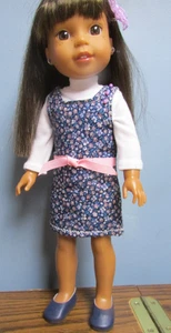 Set maglione fiori trapuntati su misura per bambole Wellie Wishers 14,5" - Foto 1 di 4