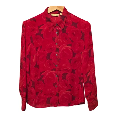 Top semi transparente Apostrophe para mujer talla 16 rojo oscuro floral manga larga Bloomcore Foto 1 de 4