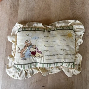 Disney Winnie-the-Pooh Birth Notification Keepsake Info Pillow Memory Baby 10x13 - Picture 1 of 5