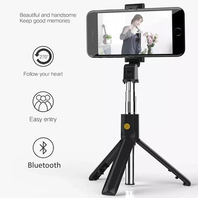 Para iPhone Samsung Selfie Stick Trípode Inalámbrico Bluetooth Control Remoto Escritorio Soporte Foto 1 de 4