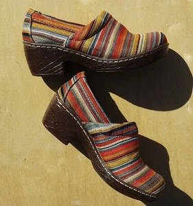 Size 6M BOC Womens Nadiyya Clogs, Rust Multi Rainbow Woven - Picture 1 of 10