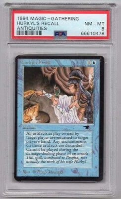 HURKYL'S RECALL X1 MAGIC MTG #10 ANTIQUITIES PSA #66610478 GRADED NM-MT 8 1994 - Image 1 of 2