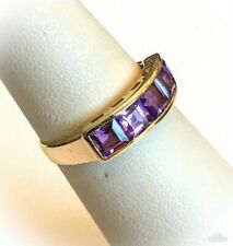 2.00Ct Amethyst Five Stone ring 14k yellow gold plated silver