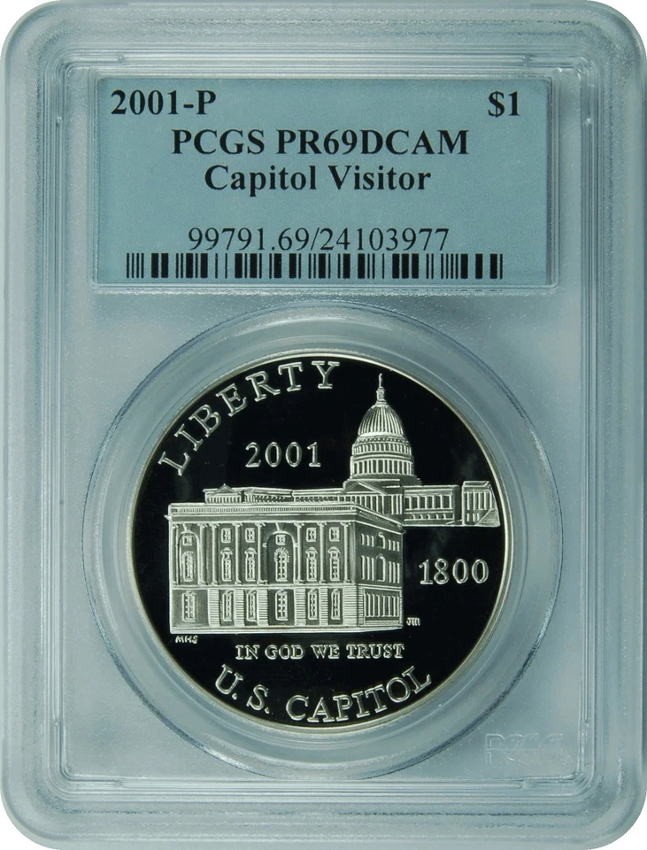 2001-P PCGS PR69DCAM Capitol Visitor Dollar (Classic Label) - Image 1 of 1