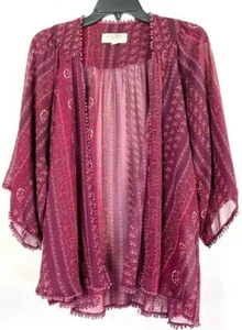 Ecote Womens Cardigan Boho Geometric Tribal Print Kimono Sleeve Purple Size S. - Imagen 1 de 8