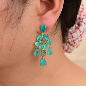 A+ Grade Natural Phantom Stone Green Quartz Earrings Handmade For Lady - Picture 1 of 10