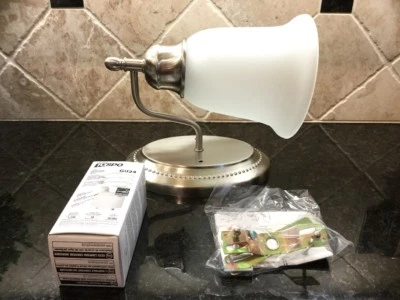 Qty 4 - Satin Brushed Nickel Wall Sconce Alabaster Glass Shade 1-bulb Fixtures - Image 1 of 4