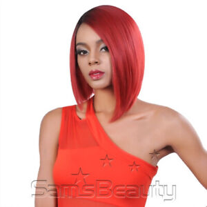 12 Inches Hot Sale Wig Hanasaku Fashion Short Red Black Bob Straight Fiber Wigs