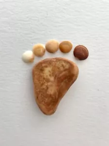 Barefoot Foot Print Natural Beach Shell Pebble Art Craft baby frame sign #F USA - Picture 1 of 9