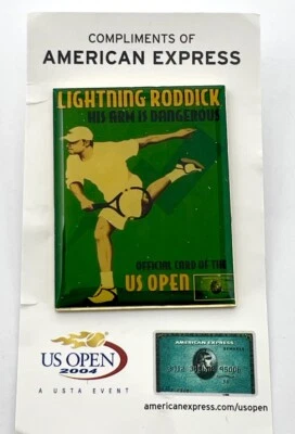 Andy Roddick 2004 US OPEN Tennis American Express Metal Pin Original Card New - Image 1 of 4