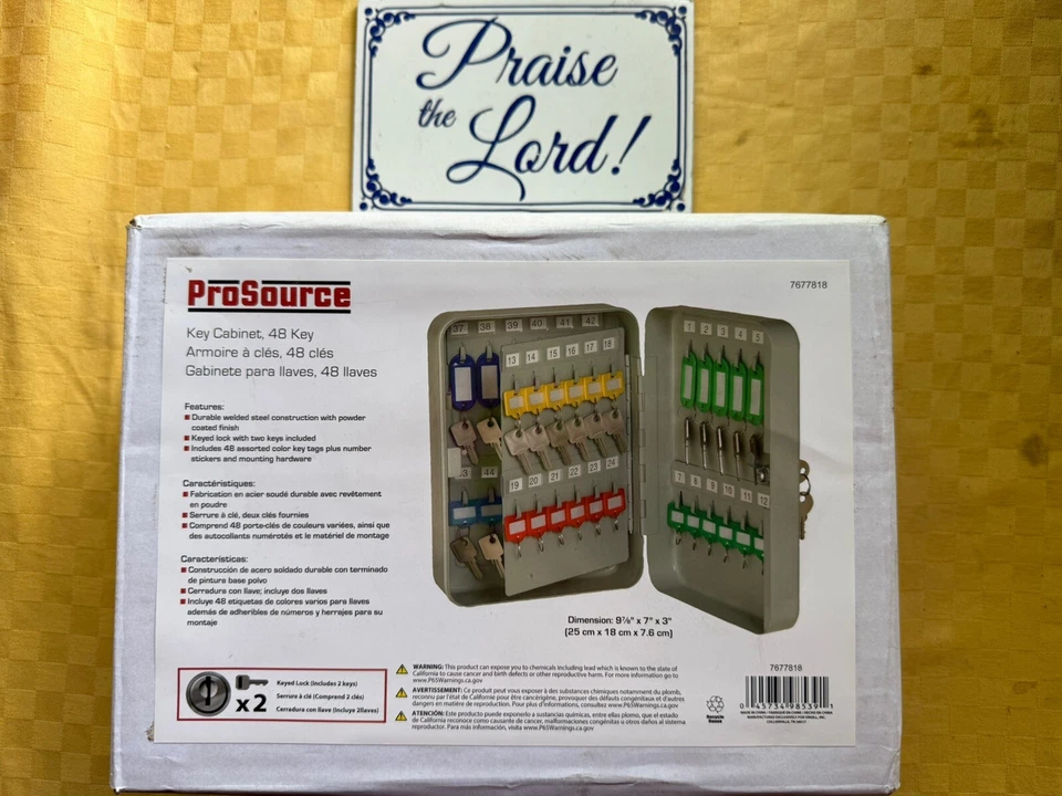 ProSource 48-Key Cabinet - 9 7/8" x 7" x 3" - Grey - Sealed  7677818 - Image 1 of 1