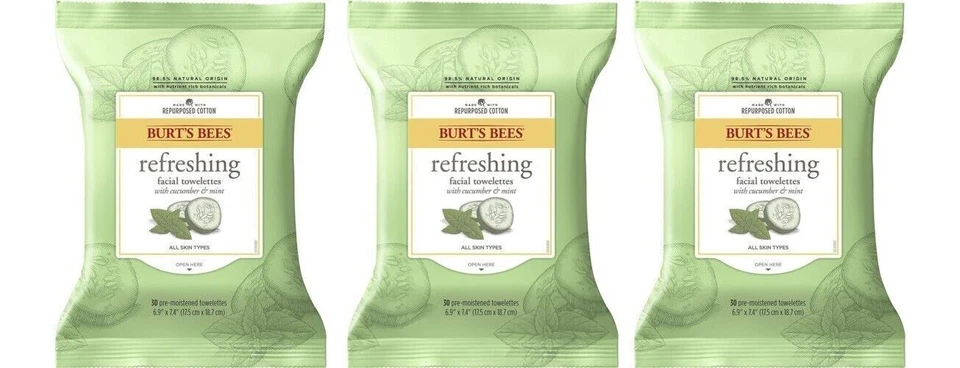 Toalheiras BL Burts Bees pepino refrescado e perfeito estado 30 unidades (3 peças) (11682) - Imagem 1 de 1