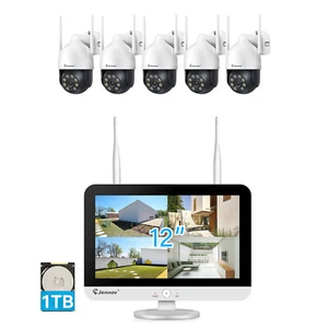 Wireless Security Camera System with Monitor Outdoor 5 WiFi Cameras Home LCD NVR - Picture 1 of 15