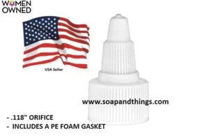 20/410 WHITE LDPE TWIST TOP CLOSURES, WHITE TIP - DISPENSING - 100 caps - Picture 1 of 2
