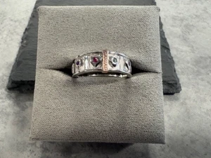 Anello Clogau Gallese Argento e Oro Rosa 9ct Set Gemme Cariad Misura P Raro Galles - Foto 1 di 16