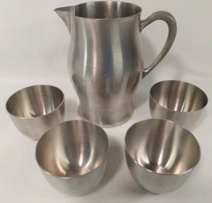 Josten’s PEWTER PITCHER & 4 Cups Paul Revere Reproduction VINTAGE FAST SHIPPING - Picture 1 of 12