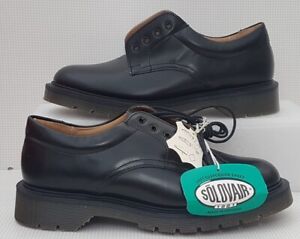 Solovair Shoes 1462 UK5 Men's Women's Black 4 Eyelet Leather Footwear Dr Martens