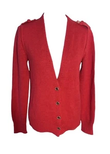 Des Petits Hauts Strickjacke aus Metallic-Faden rot Größe T3 UK 12 Winter selten - Bild 1 von 5