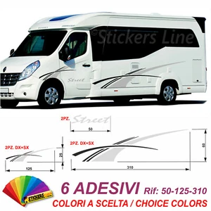 Kit COMPLETO 6 adesivi per camper STREET arca hymer laika mobilvetta adria rimor - Foto 1 di 1