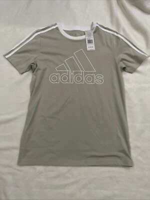 Boys Adidas 3 Stripes Logo Shirt - Sizes Large 14/16 - Color tan - Image 1 of 3