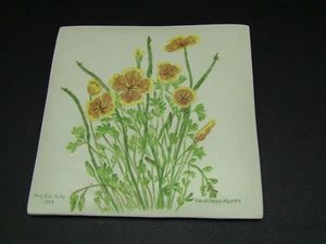Mary Kirk Kelly signierte CALIFORNIA POPPY Fliese 1995 - Bild 1 von 4