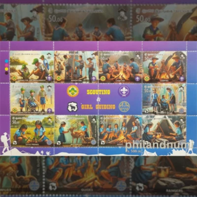 Sri lanka Stamps sheetlet Scouts Scouting Girl Guiding 2024 MNH MS of 10 Stamps - Image 1 of 2