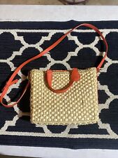 Talbots Wicker and Orange Leather Purse great condition