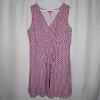 Woman Within Sleeveless Dress 26/28 Purple Black V-Neck Stretch Cotton Empire  - Image 1 of 4