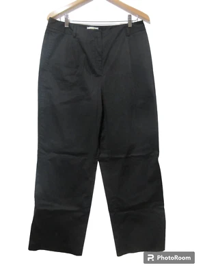 Sz 14 Talbots Black LIGHTWEIGHT WIDE LEG Cotton Blend Stretch Pants EXCELLENT - Image 1 of 4