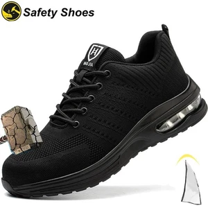 Men new steel toe shoe Outdoor work Breathable sneaker anti piercing shoes - Picture 1 of 16