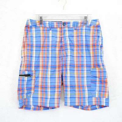 Pantalones Cortos Tommy Bahama Island Active Material de Natación Carga Azul Naranja A Cuadros 36/9.5 Foto 1 de 4