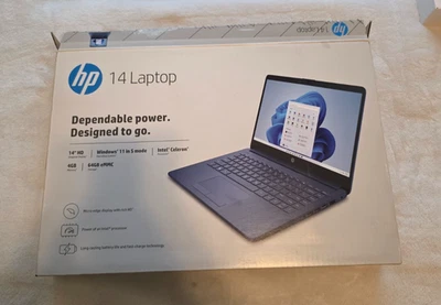 HP Stream 14-CF2111WM 14'' (64GB eMMC Intel Celeron N4120 1.1GHz 4GB RAM) Laptop - Image 1 of 4