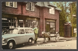 Postkarte Exbury bei Beaulieu New Forest Hampshire Auto Postamt Ponyfalle - Bild 1 von 2
