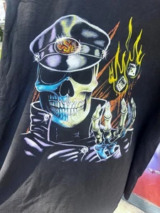 90s Deadstock Skull Biker Dice Flames T-Shirt Motorrad - Bild 1 von 6