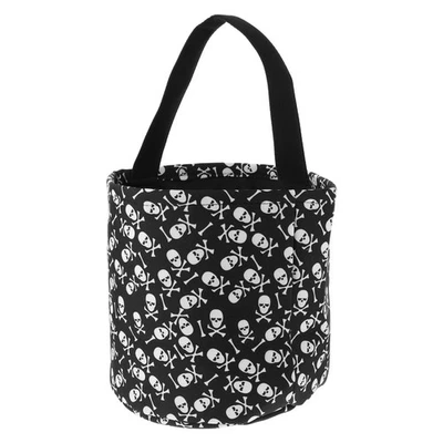 1Pc Halloween Candy Basket Portable Skeleton Handbag Snacks Bag (Black) - Image 1 of 4