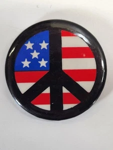 Prendedor botón símbolo signo paz bandera Estados Unidos anti guerra años 70 nuevo original - Imagen 1 de 10