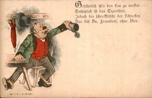 German 1900s Litho Postcard - A Drunk Man with Beer Mug - Picture 1 of 2