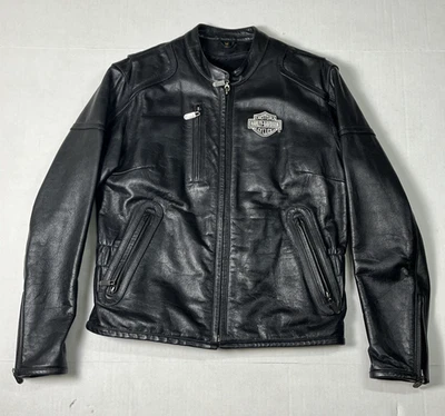 Harley Davidson женщин кожаная байкерская куртка sz Med черная сетка и флисовая подкладка - Изображение 1 из 4