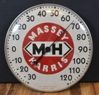 Vintage Massey Harris MH Farm Tractor Gas Oil Advertising Round Thermometer Sign
